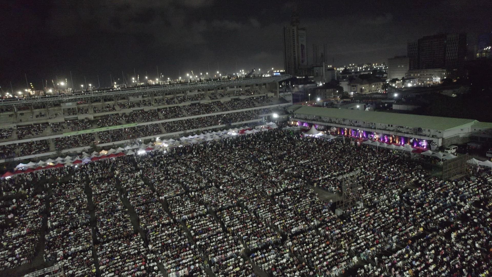 Aerial view of the 51,258-strong audience at the Black Market premiere, Lagos